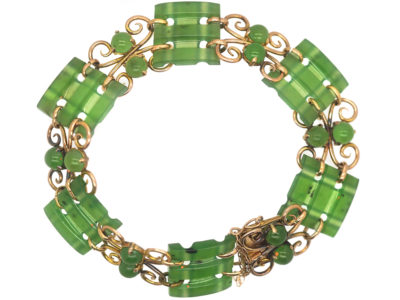 Art Deco 9ct Gold & Nephrite Bracelet