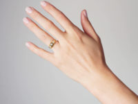 Edwardian 18ct Gold Diamond & Two Natural Split Pearls Ring