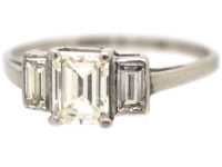 Art Deco Platinum Three Stone Diamond Ring