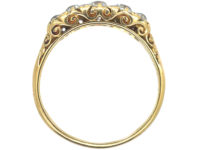 Victorian 18ct Gold, Diamond Five Stone Carved Half Hoop Ring