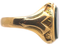Large Victorian 15ct Gold & Bloodstone Signet Ring
