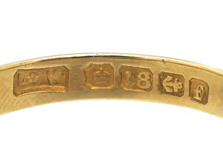 Edwardian 18ct Gold, Green Garnet & Diamond Crossover Ring