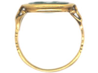 Georgian 15ct Gold Carved Moss Agate Ring with Intaglio of Dionysus, the Greek God of Wine