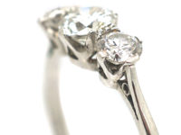 Art Deco 18ct White Gold Diamond Three Stone Ring