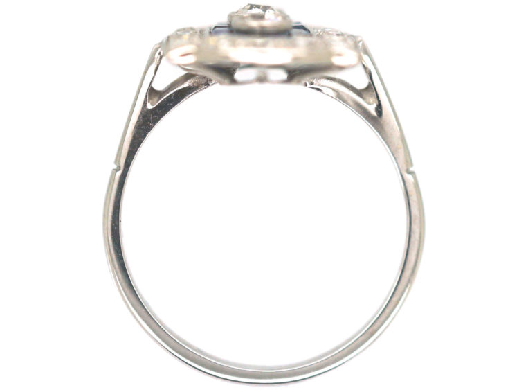 Art Deco Platinum, Sapphire & Diamond Rectangular Shaped Ring
