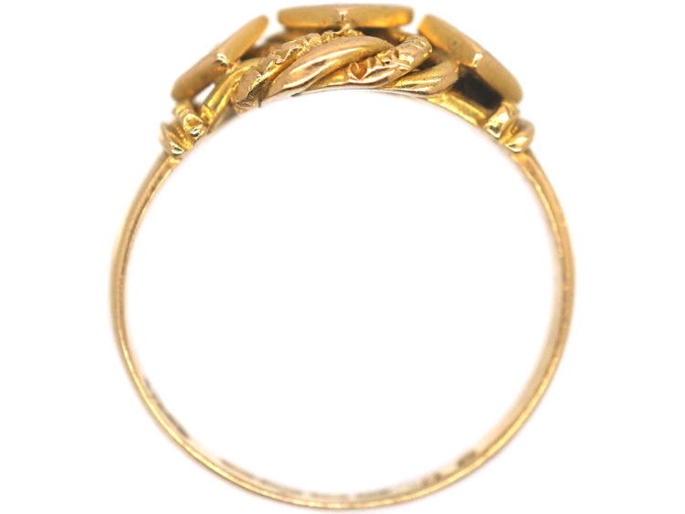 Edwardian 18ct Gold Knot Ring set with Three Diamonds