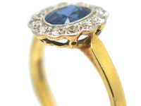 Edwardian 18ct Gold & Platinum, Sapphire & Diamond Oval Cluster Ring