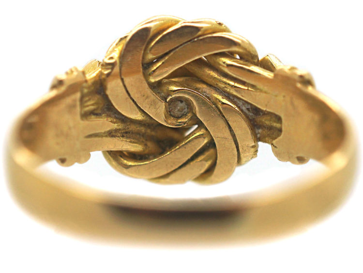 Edwardian 18ct Gold Knot Ring set with Three Diamonds