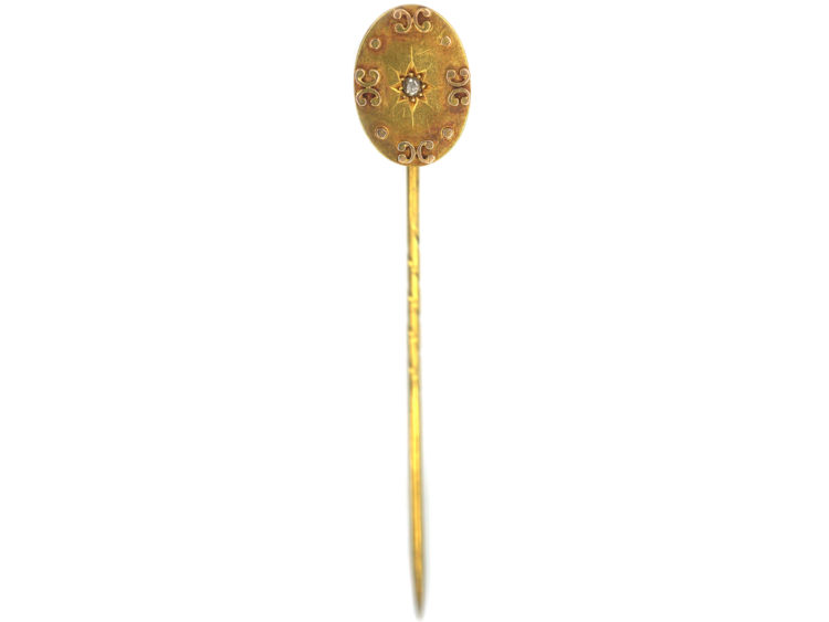 Victorian 15ct Gold Tie Pin set with a Diamond