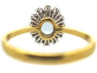 18ct Gold Aquamarine & Diamond Oval Cluster Ring