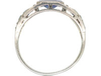 French Art Deco Platinum, Sapphire & Rose Diamond Ring