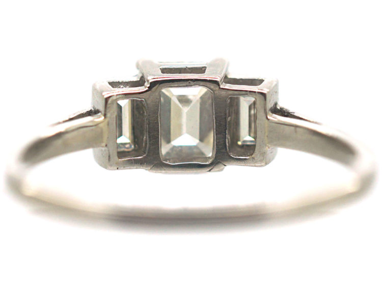 Art Deco Platinum Three Stone Diamond Ring