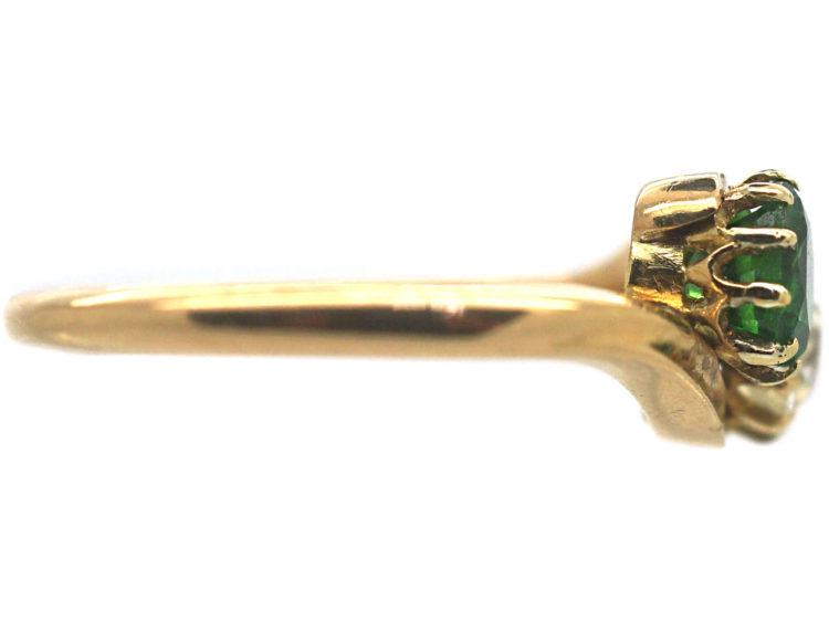 Edwardian 18ct Gold, Green Garnet & Diamond Ring