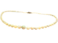 Edwardian Opal Beads with Diamond Set Clasp
