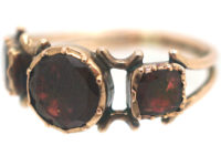 Georgian 9ct Gold Flat Cut Almandine Garnet Ring