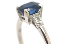 Art Deco Platinum, Sapphire & Baguette Diamond Ring