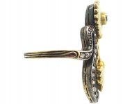 Art Nouveau 18ct Gold Diamond & Enamel Flowers Ring