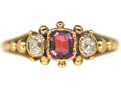 Regency 15ct Gold, Almandine Garnet & Diamond Ring