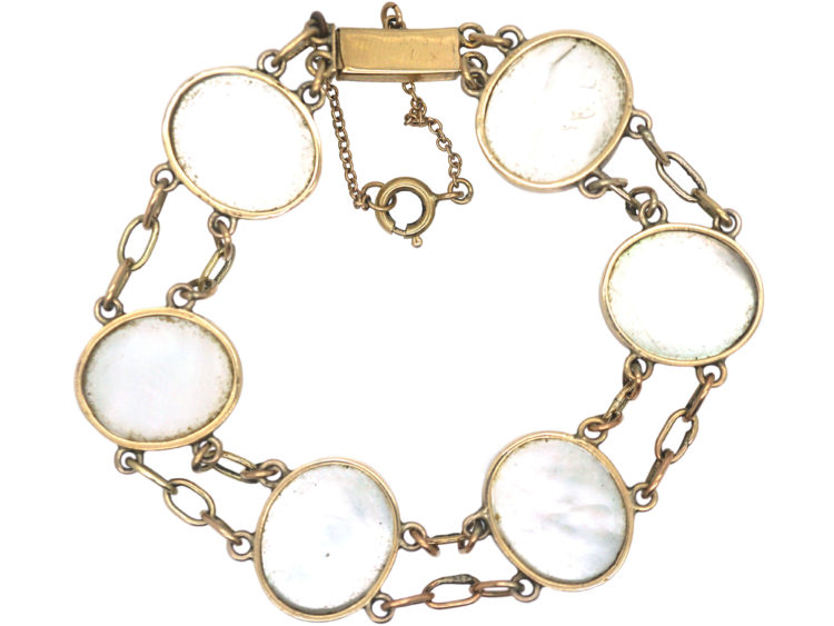 Edwardian 9ct Gold Reverse Intaglio Bracelet of Game Birds