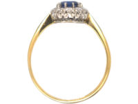 Edwardian 18ct gold & Platinum, Sapphire & Diamond Cluster Ring