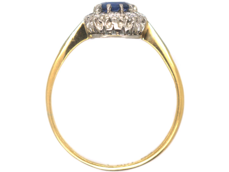 Edwardian 18ct gold & Platinum, Sapphire & Diamond Cluster Ring