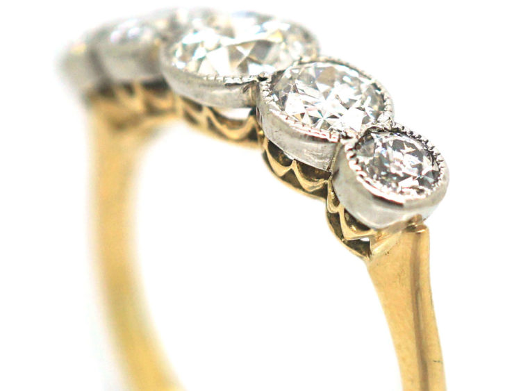 Edwardian 18ct Gold & Platinum, Five Stone Diamond Ring