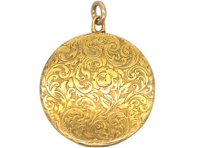 Victorian 18ct Gold Round Engraved Locket