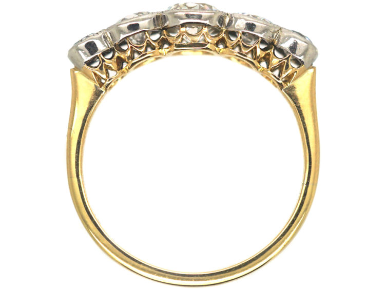 Edwardian 18ct Gold & Platinum, Five Stone Diamond Ring