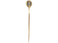 Edwardian 15ct Gold & Platinum, Heart Shaped Sapphire & Diamond Tie Pin