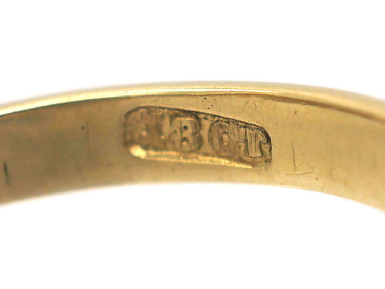 Edwardian 18ct Gold Emerald & Diamond Boat Shaped Ring