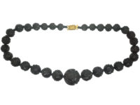 Victorian Carved Jet Bead Necklace