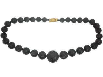 Victorian Carved Jet Bead Necklace