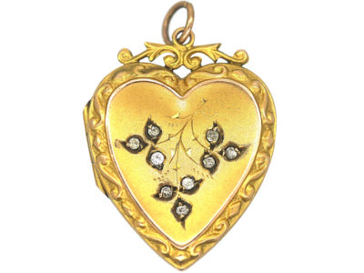 Edwardian Heart Shaped Locket set with Paste