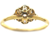 Edwardian 18ct Gold & Platinum Diamond Cluster Ring with Fleur de Lis Shoulders