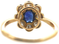 Edwardian 18ct Gold & Platinum, Sapphire & Diamond Oval Cluster Ring