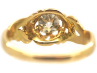 Victorian 18ct Gold Solitaire Ring with Foliate Shoulders