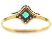 Art Deco 18ct Gold & Platinum, Diamond & Emerald Ring