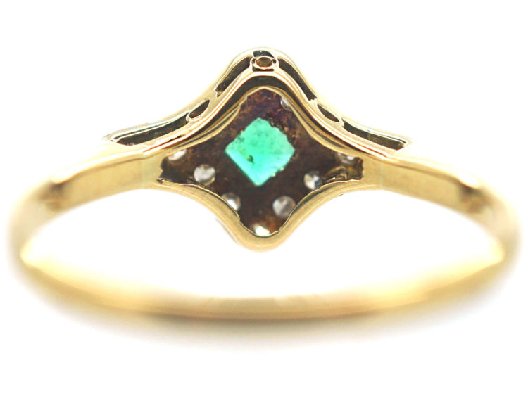 Art Deco 18ct Gold & Platinum, Diamond & Emerald Ring