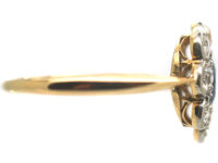 Edwardian 18ct Gold & Platinum, Sapphire & Diamond Oval Cluster Ring