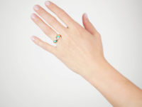 Victorian 18ct Gold, Rose Diamond & Pear Shaped Turquoise Forget Me Not Ring