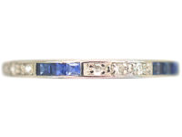 Art Deco Platinum, Sapphire & Diamond Narrow Eternity Ring