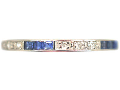 Art Deco Platinum, Sapphire & Diamond Narrow Eternity Ring