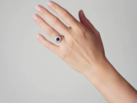 Art Deco Platinum Diamond & Cabochon Sapphire Cluster Ring