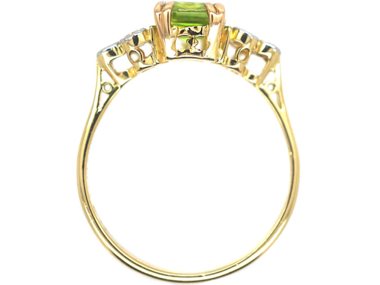 18ct Gold & Platinum Peridot & Diamond Ring by Alabaster & Wilson