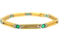 18ct White & Yellow Gold Bracelet set with Seven Emeralds