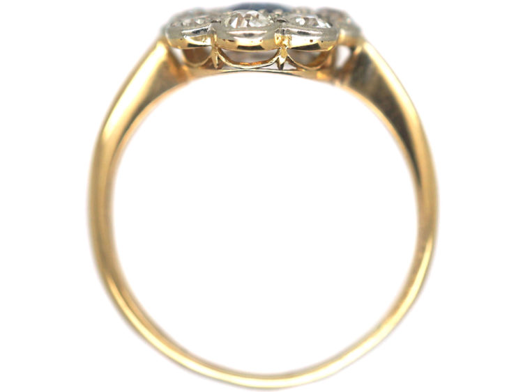 Edwardian 18ct Gold & Platinum, Sapphire & Diamond Oval Cluster Ring