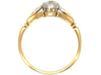 Art Deco 18ct Gold & Platinum, Three Stone Diamond Ring with Diamond Set Shoulders
