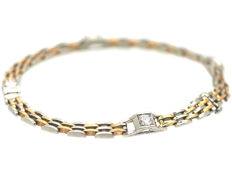 Art Deco Two Colour Platinum & 18ct Gold Diamond Bracelet