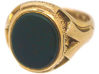 Large Victorian 15ct Gold & Bloodstone Signet Ring