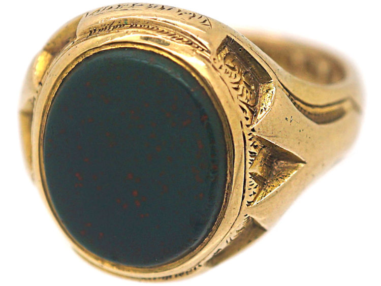 Large Victorian 15ct Gold & Bloodstone Signet Ring